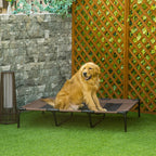 Dog Bed for Large Dogs up to 50kg, Metal and Oxford Fabric, 122x92x23 cm, Brown - Borge' Group Limited