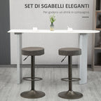 Set 2 swivel bar stools with residential footrests and height, 35x36x64-85cm, Grey - Borgè