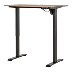 Height Lifting Desk with Anti-Collision Design, Electric Adjustment PC Desk, Black Metal Teak Wood - Borgè