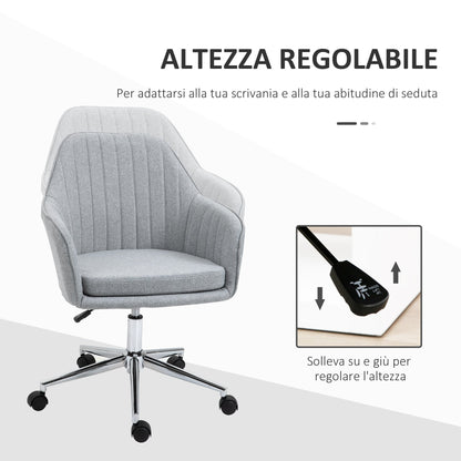 Vash office chair in fabric with swivel seat and adjustable height, light Grey - Borgè