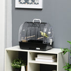 Steel Bird Cage with Perches, Removable Tray and Handle, 42x32x37 cm, Black - Borge' Group Limited