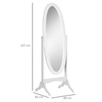 mirror from the ground to full figure with adjustable inclination, self -supporting mirror - white - Borgè