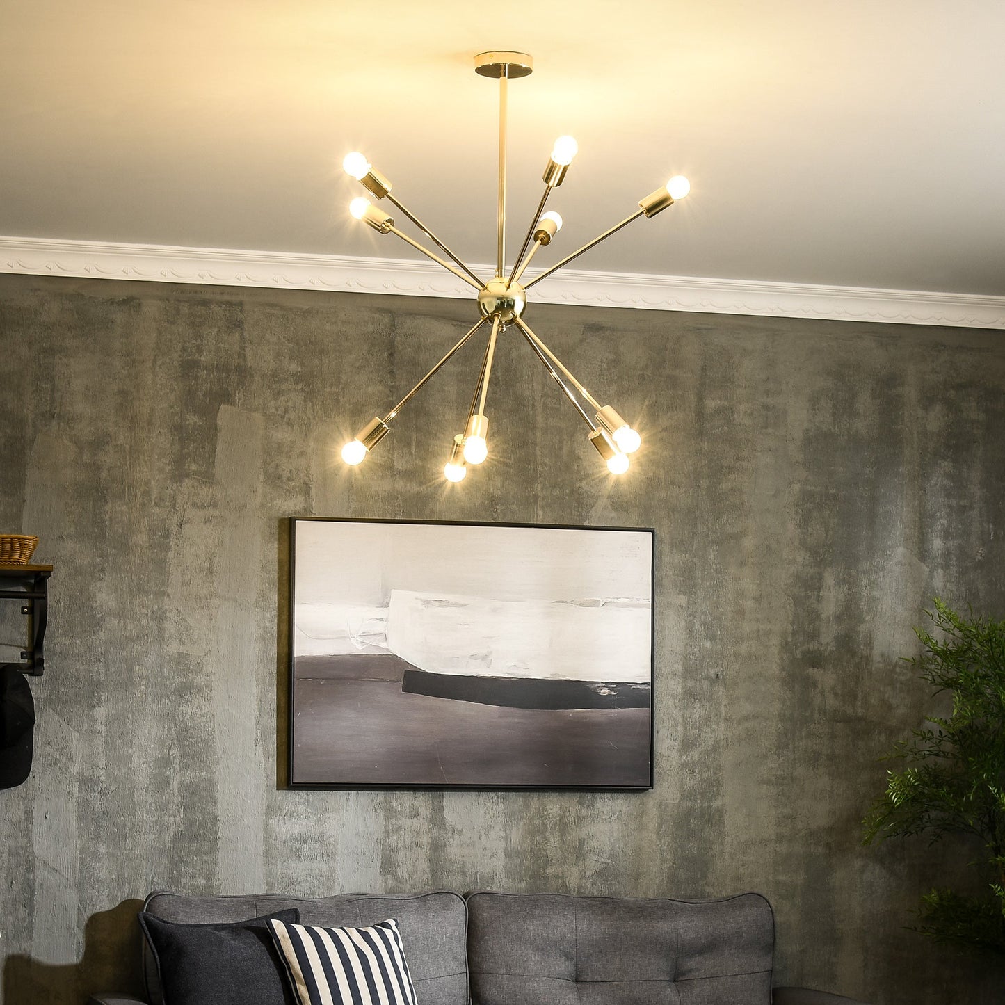 Gold Suspension Ceiling lamp with 10 lights - Borgè