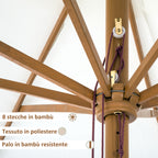 Outsunny garden umbrella with double roof, in bamboo wood and polyester, Ã˜325x250 cm, cream - Borgè