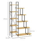 Homcom Bookcase with 10 -level bookcase, industrial style in chipboard and steel, 111.5x32x170 cm - Borgè