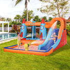 Inflatable Castle for Children, Pool with Slide and Trampoline, Electric Pump, 350x250x185cm, Multicolored - Borge' Group Limited