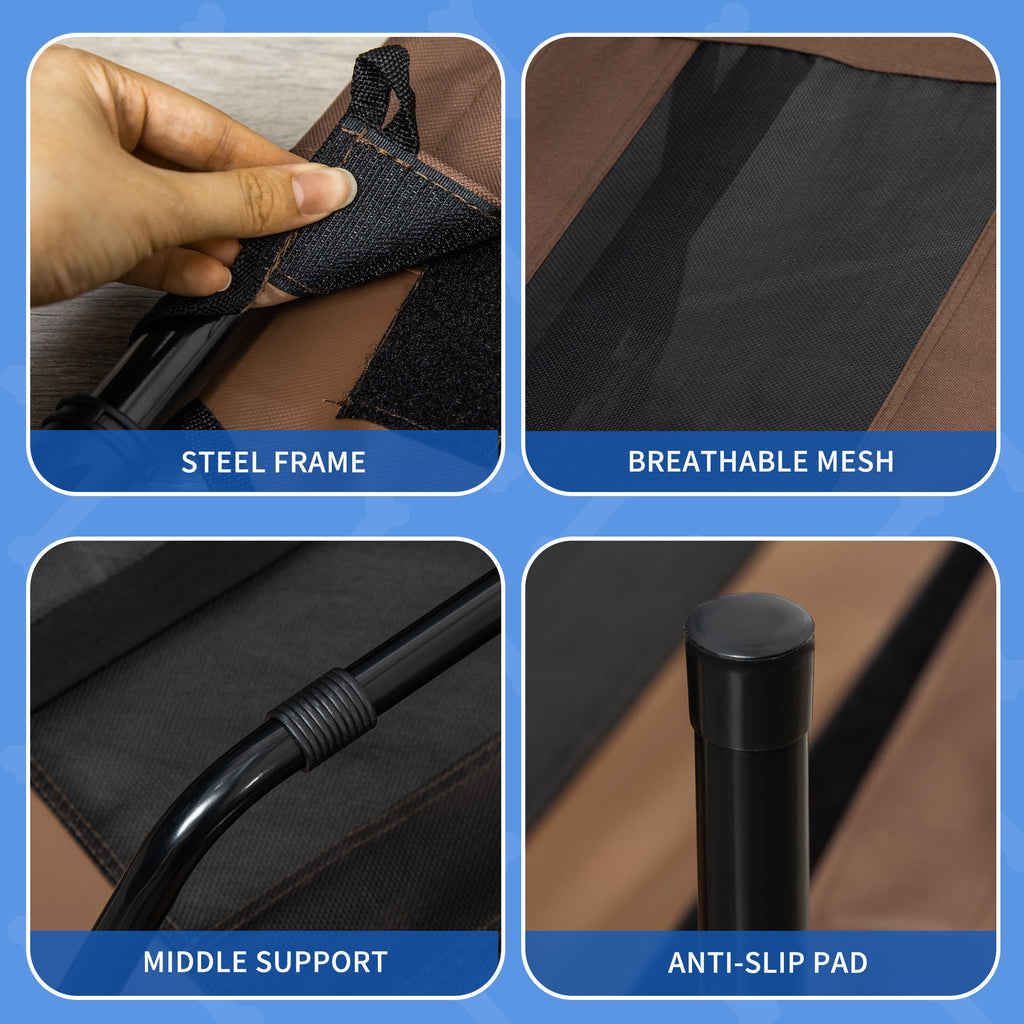 Dog Bed for Large Dogs up to 50kg, Metal and Oxford Fabric, 122x92x23 cm, Brown - Borge' Group Limited