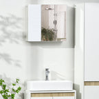 Kleankin Bathroom wardrobe in chipboard and glass with 4 adjustable shelves and wall design, 48x15x45 cm, white - Borgè