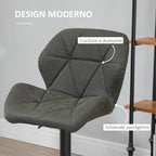 Set 2 swivel bar stools with adjustable height, similar coating and round base - military green - Borgè