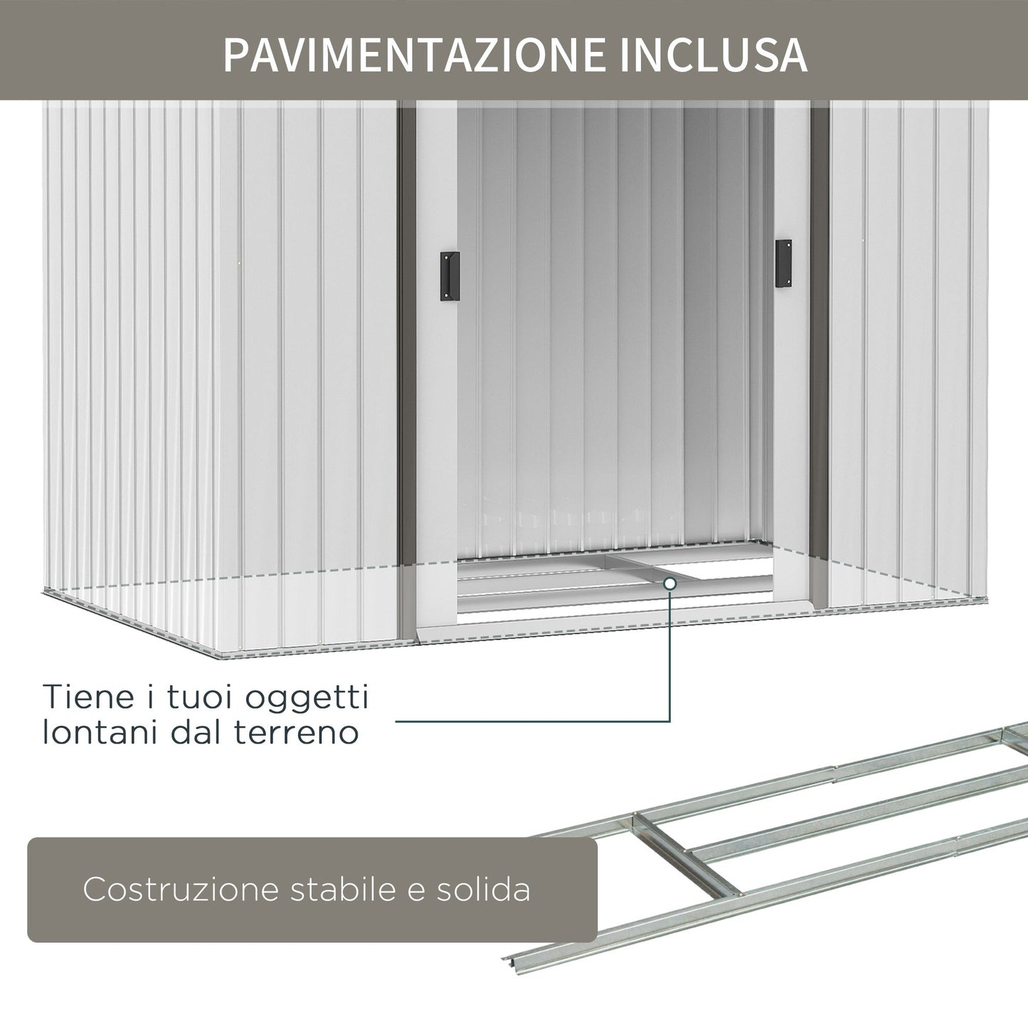 Outsunny house holder house tools, garden shed with sliding doors, 213x130x185 cm, white - Borgè