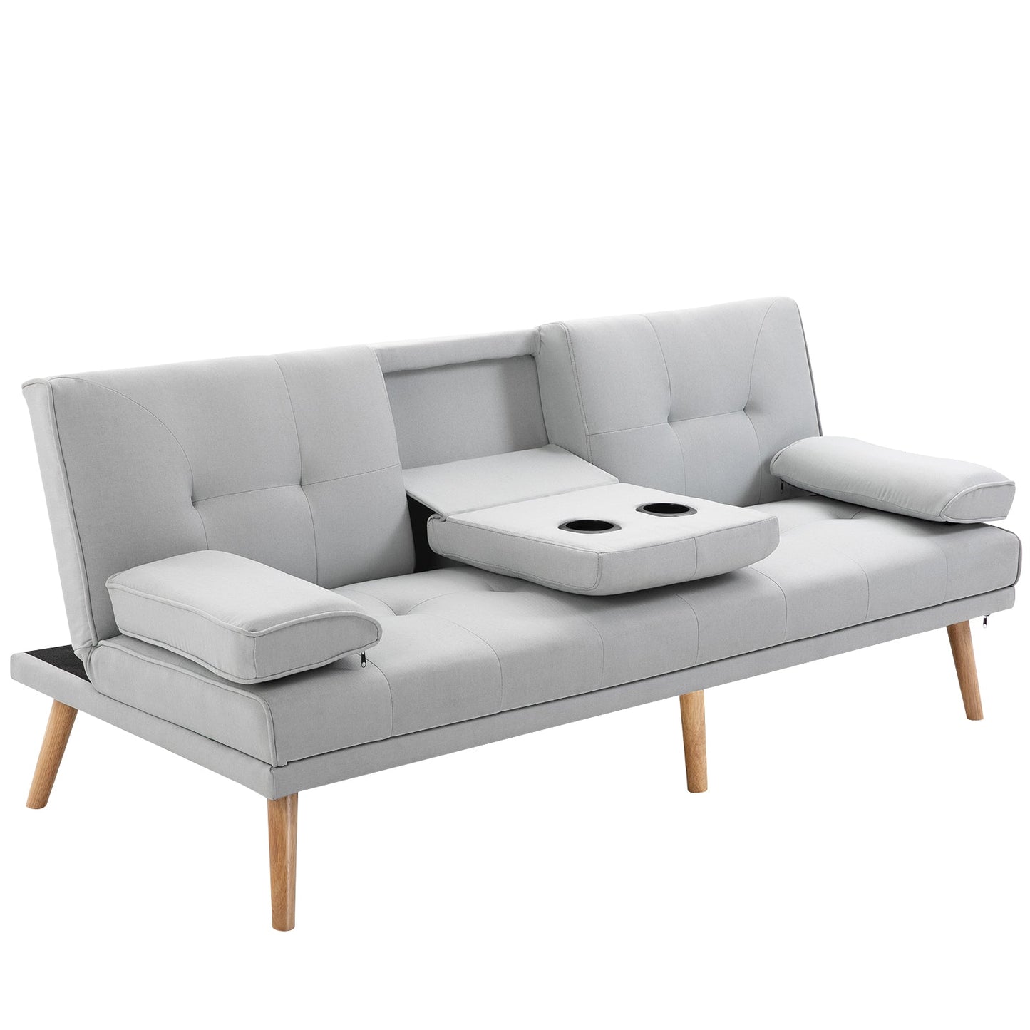 Sofa Bed 3 seats Scandinavian design reclining 2 detachable armrests with non -slip mat covered in linen legs in pyoppol - Borgè