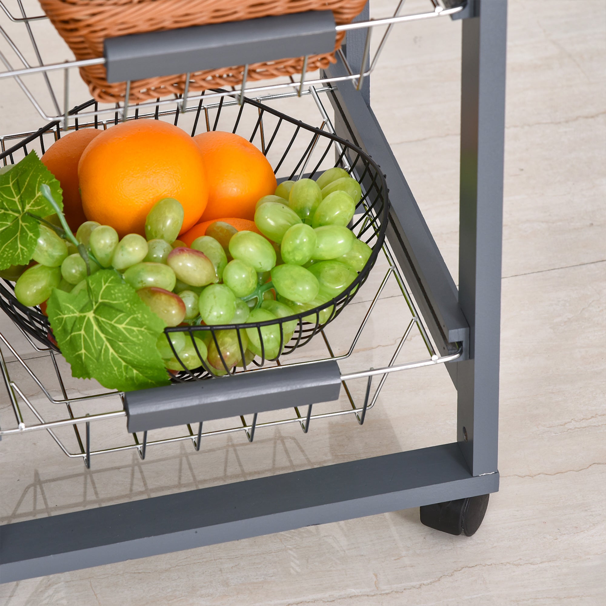 Homcom kitchen trolley with removable drawers and 2 hobs, in pine wood and metal, 47x37x83 cm - Borgè
