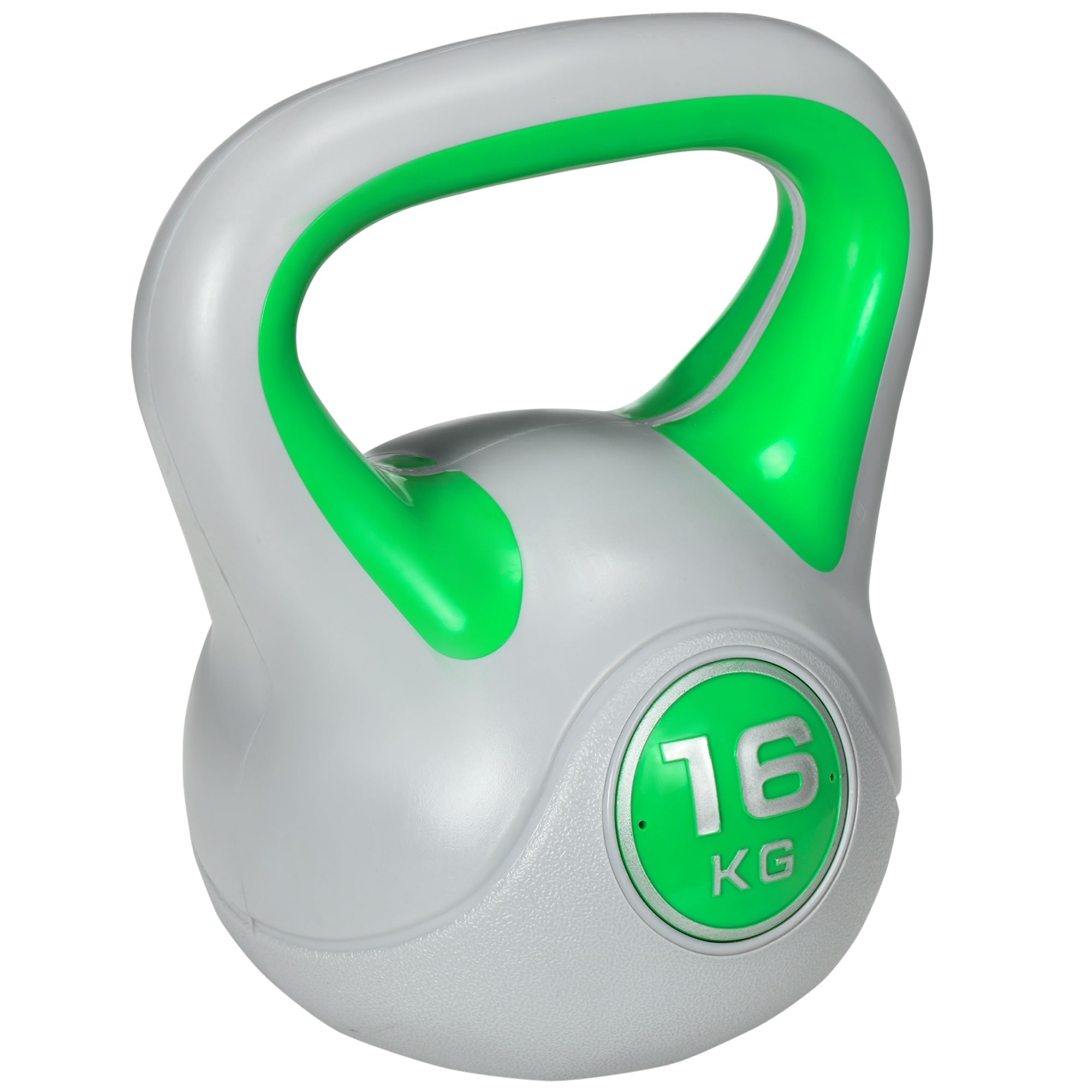 Kettlebell 16kg in PU and Sand with Flat Base and Handle for Deadlifts, Squats and Lifts, 26x18x32 cm, Green - Borge' Group Limited