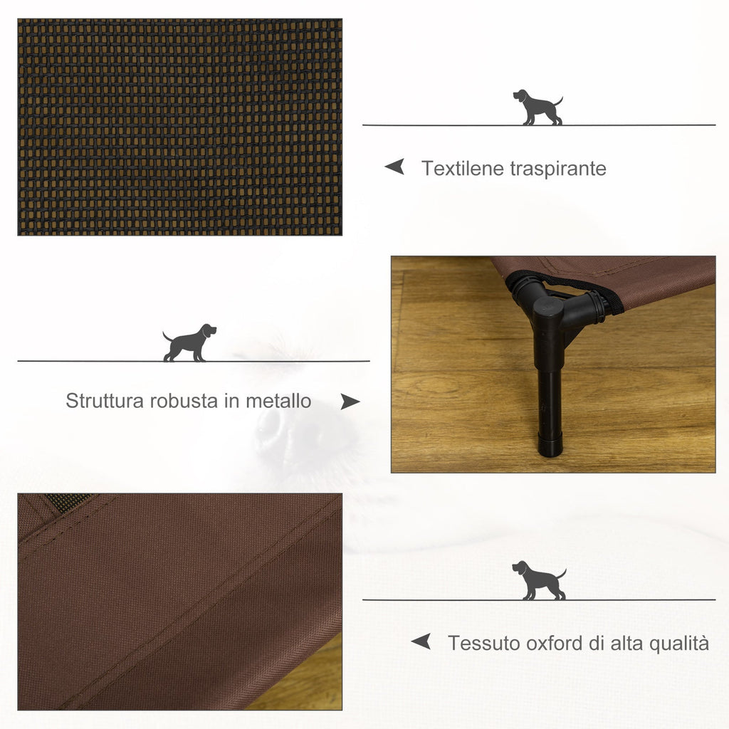 Dog Bed in Metal and Breathable Oxford Fabric, 92x76x18 cm Brown and Black - Borge' Group Limited