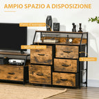 Mobile chest of drawers with 5 drawers in folding fabric industrial style, 83.5x29x87cm, brown - Borgè