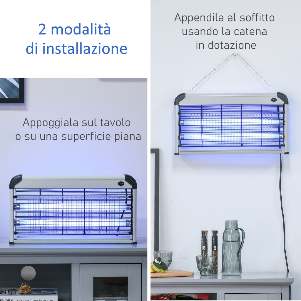 Outdoor and Indoor Electric Insect Killer with UV Mosquito Lamp for 60m², 30W Electric Mosquito Killer, Black and Silver - Borge' Group Limited