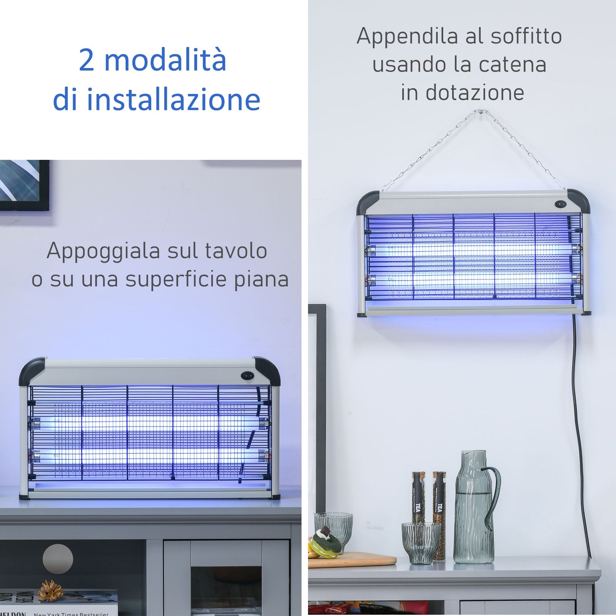 Outdoor and Indoor Electric Insect Killer with UV Mosquito Lamp for 60m², 30W Electric Mosquito Killer, Black and Silver - Borge' Group Limited