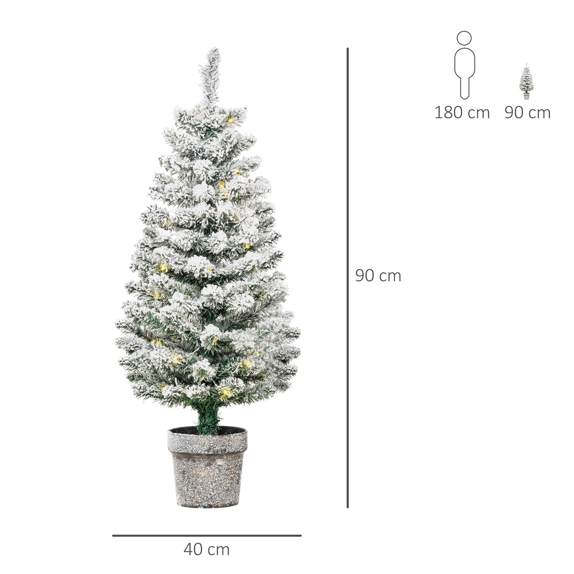 Christmas Tree with LED Lights with Removable Base | 90cm - Borgè