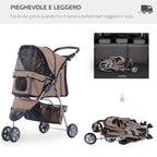 Folding Dog Stroller for Small Dogs, Dog Pushchair with Braked Wheels, Cup Holder, Storage Basket and Removable and Washable Padding, for Pets up to 10 kg, Coffee - Borge' Group Limited