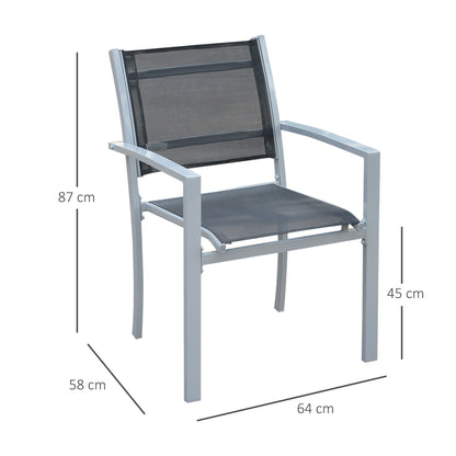 Outsunny set 2 garden chairs in breathable Texteline and black iron and Grey structure 64 x 58 x 87cm - Borgè