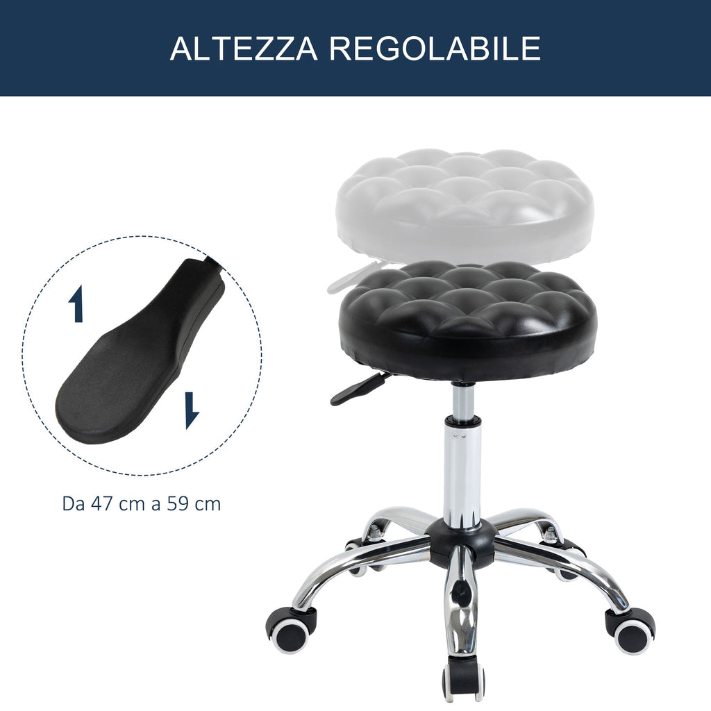 Beauty Black Stool adjustable with 5 wheels ( ф48x47-59Acm ) - Borgè