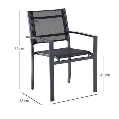 Outsunny set 2 garden chairs in breathable Texteline and black iron structure 64 x 58 x 87cm