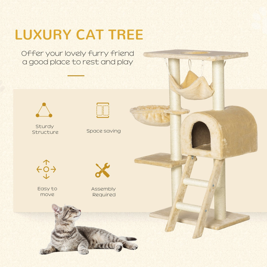 Cat Tree for cats with Scratch Pole , Natural Sisal strings, 55 × 30 × 100cm - Borge' Group Limited