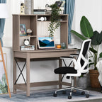 Desk Shelf with Bookcase Above in Wood for Bedroom, Children's Room or Office, Space Saving 105x50x137.5cm - Borgè
