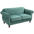sofa 2 seats in wood rubber and green velvet Vintage design 148 x 72 x 76cm - Borgè