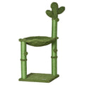 Cat Tree for cats with Scratch Pole up to 4.5kg in the shape of cactus with balls and Bed, 60x35x78cm - green - Borge' Group Limited