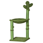 Cat Tree for cats with Scratch Pole up to 4.5kg in the shape of cactus with balls and Bed, 60x35x78cm - green - Borge' Group Limited