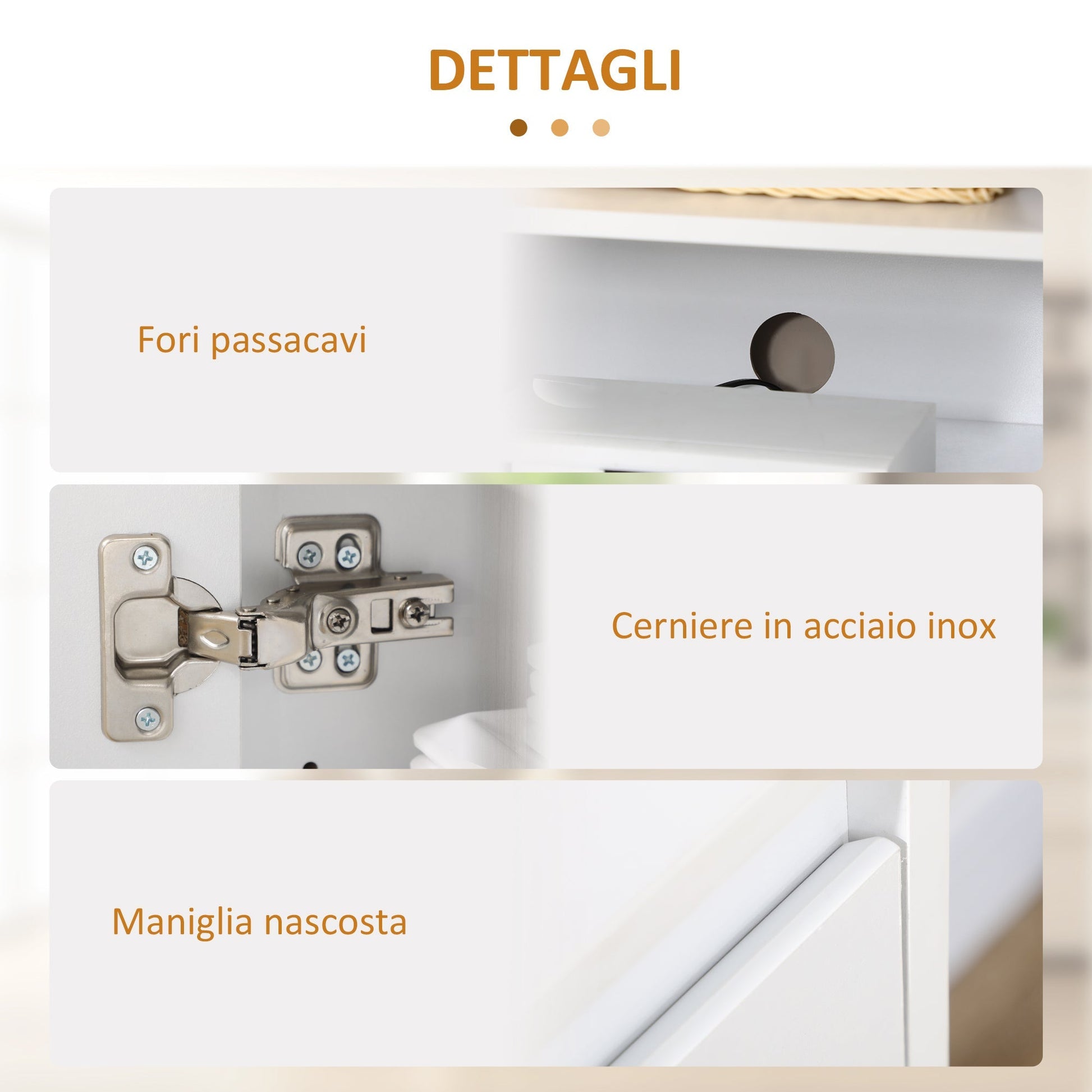 Homcom Modern Credenza to 12 internal shelves in chipboard for kitchen, living room and entrance, 120x35x85 cm, white - Borgè