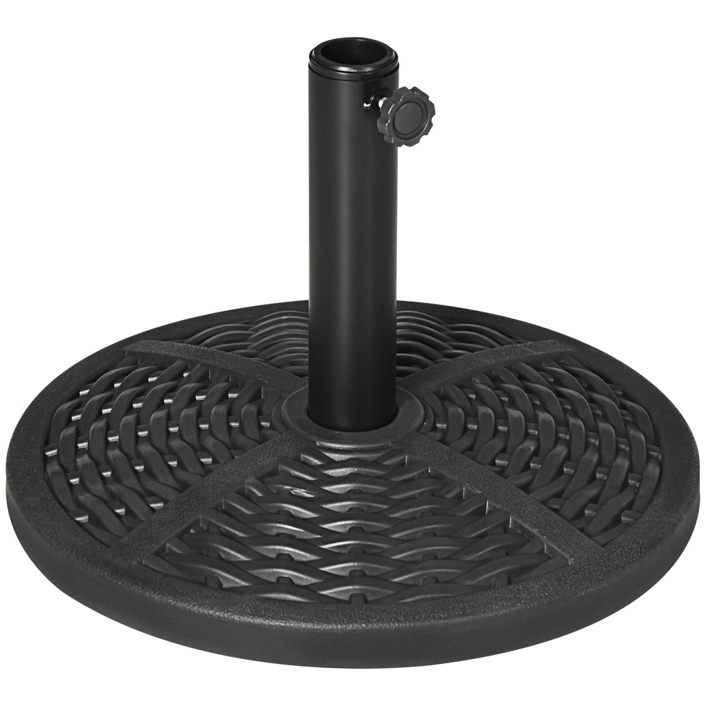 Round Garden Umbrella Base Rattan Effect Ø45cm Weight 9.5kg, Black - Borge' Group Limited