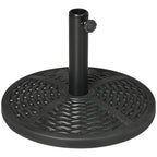 Round Garden Umbrella Base Rattan Effect Ø45cm Weight 9.5kg, Black - Borge' Group Limited
