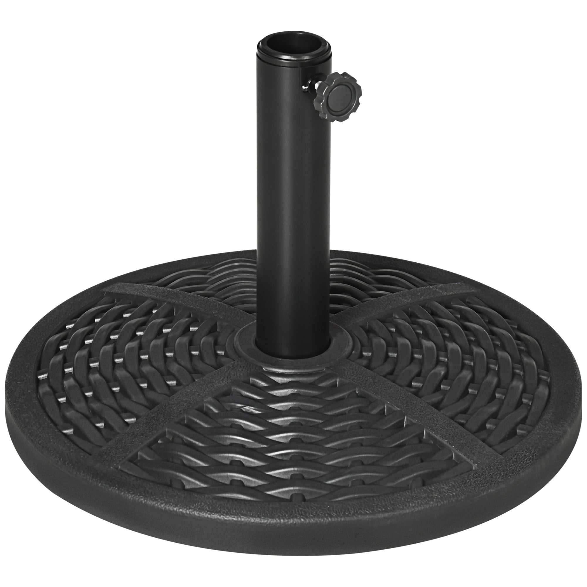 Round Garden Umbrella Base Rattan Effect Ø45cm Weight 9.5kg, Black - Borge' Group Limited