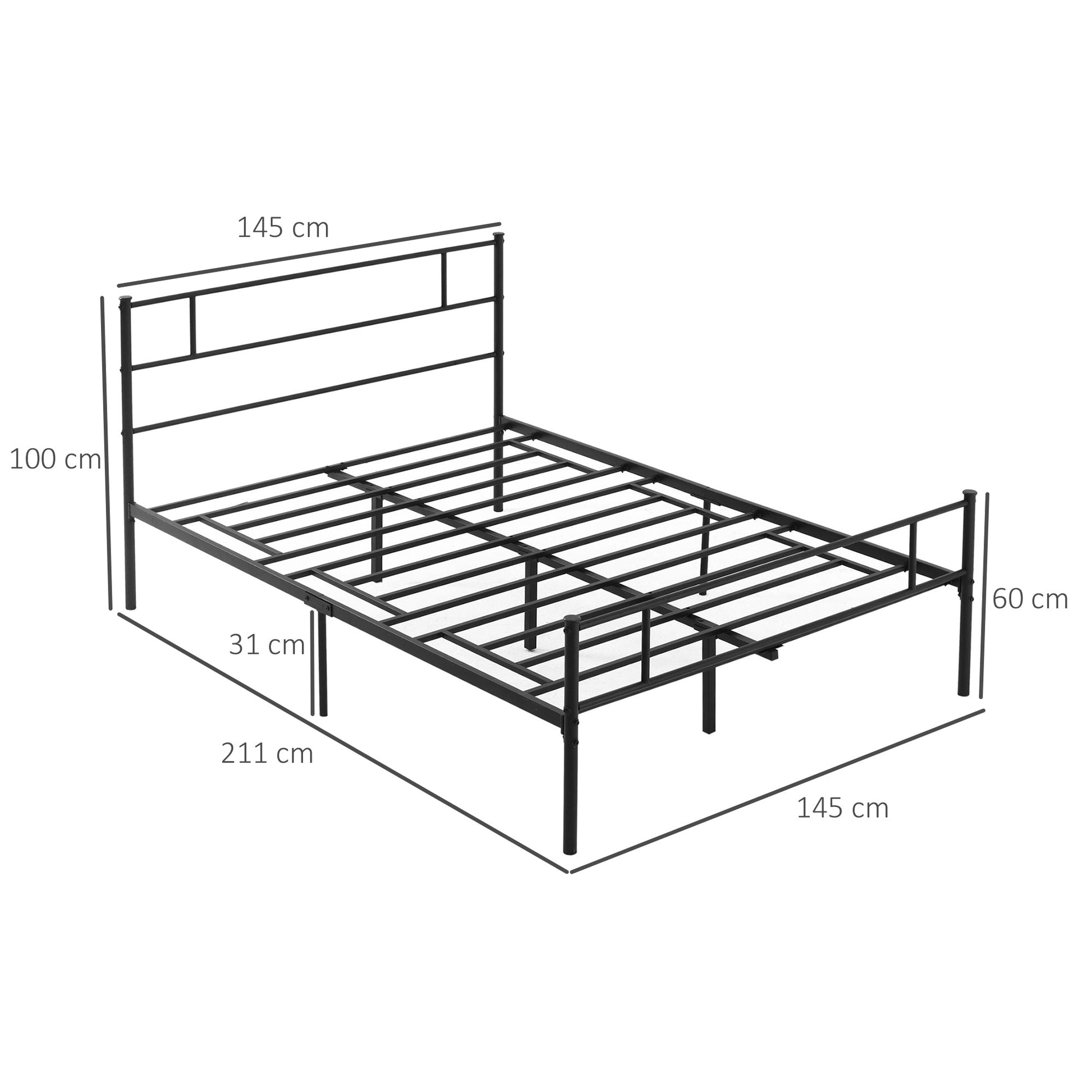 structure read a square and a half in steel 140x200cm with slats, headboard and footboard - Borgè