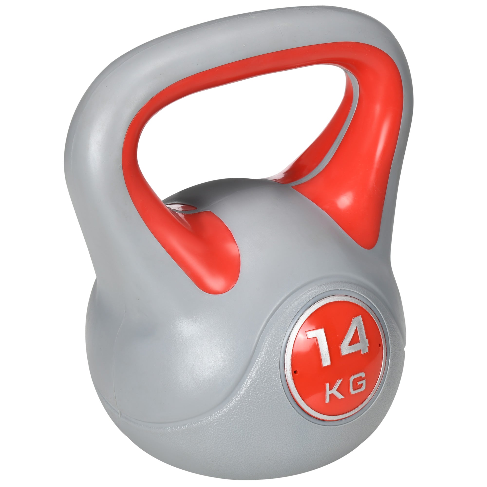 Kettlebell 14kg in PU and Sand with Flat Base and Handle for Deadlifts, Squats and Lifts, 26x18x32 cm, Red - Borge' Group Limited