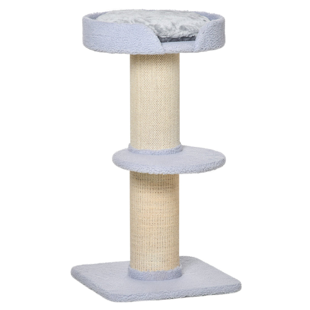 Cat Scratching Post with Bed, Plush Cover and Sisal Pole, 45x45x91cm, Blue - Borge' Group Limited