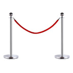 Silver Stainless Steel Retractable Bollard | with Red Rope | ф32 x 95cm - Borgè