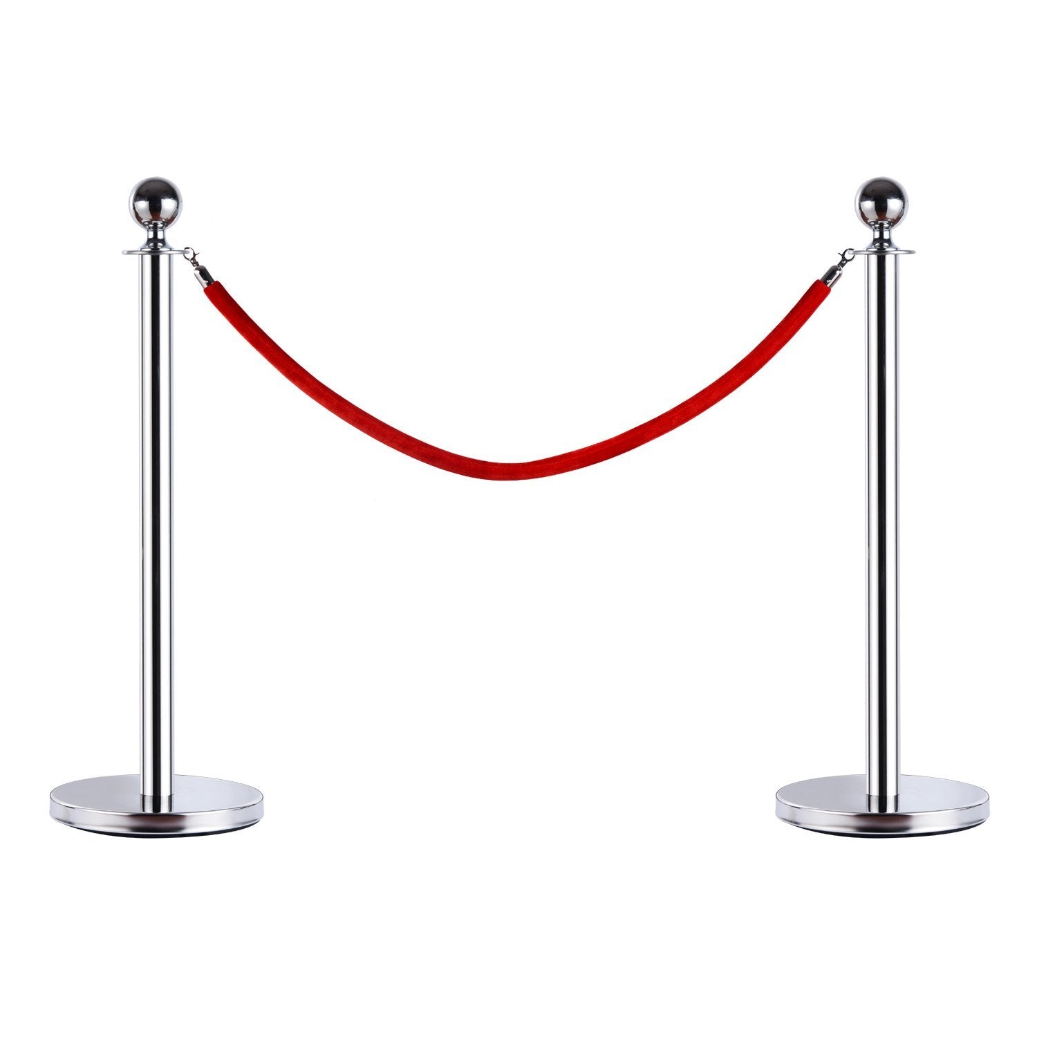 Silver Stainless Steel Retractable Bollard | with Red Rope | ф32 x 95cm - Borgè