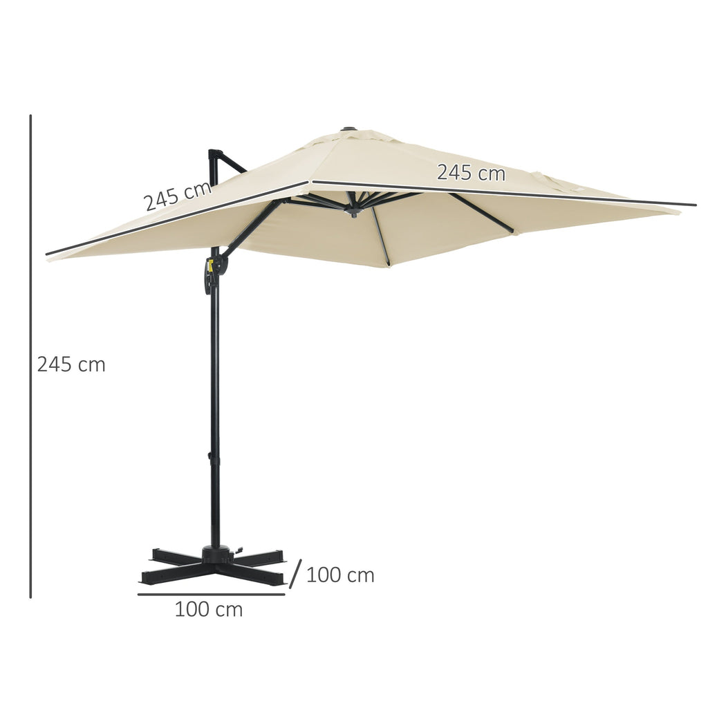 2.5x2.5m Cream Garden Umbrella with 5-Level Adjustable Angle and 360° - Borge' Group Limited