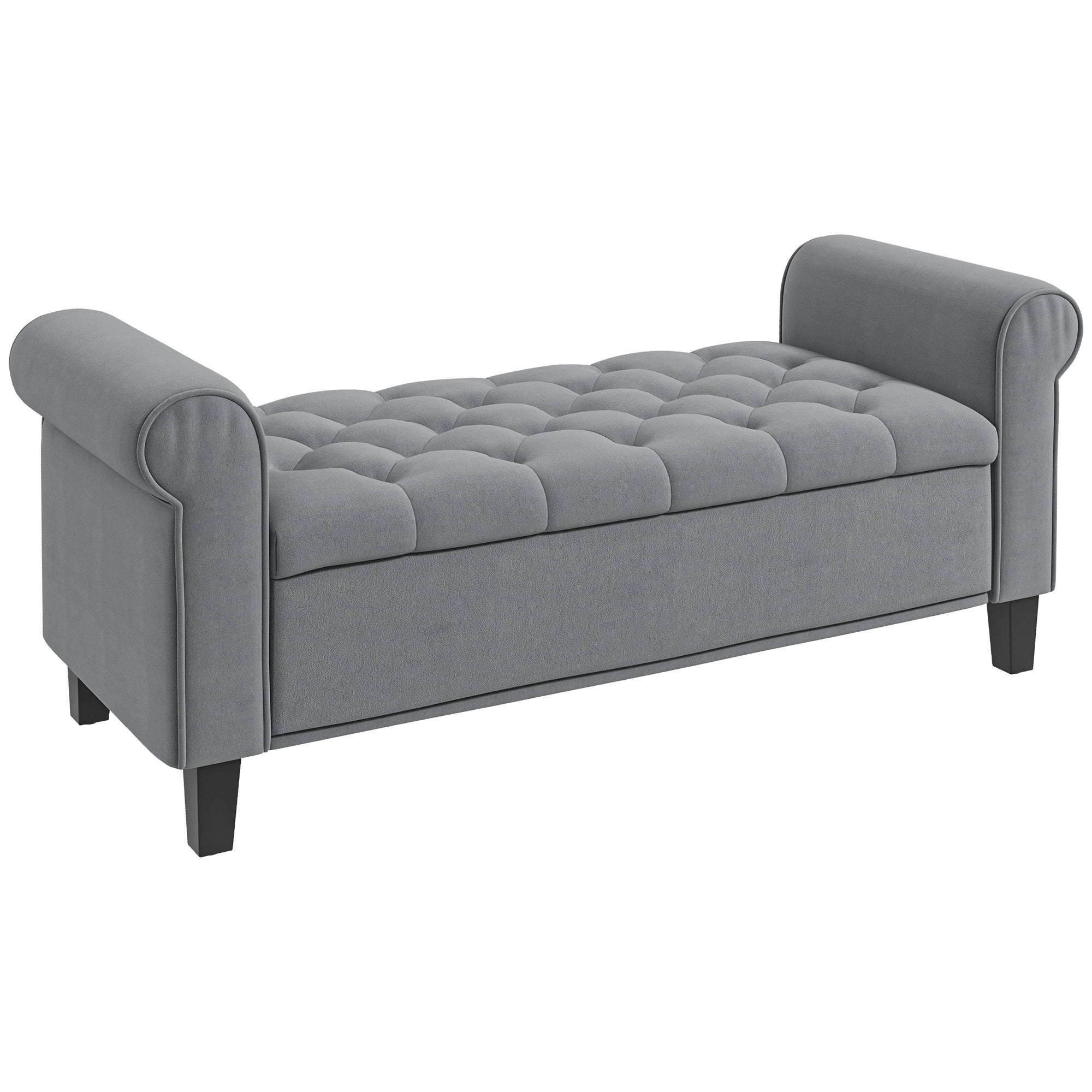 Homcom Bed Bed in Speed Fabrics With Storing And Armippers, 126x48.5x57 cm, Gray - Borgè