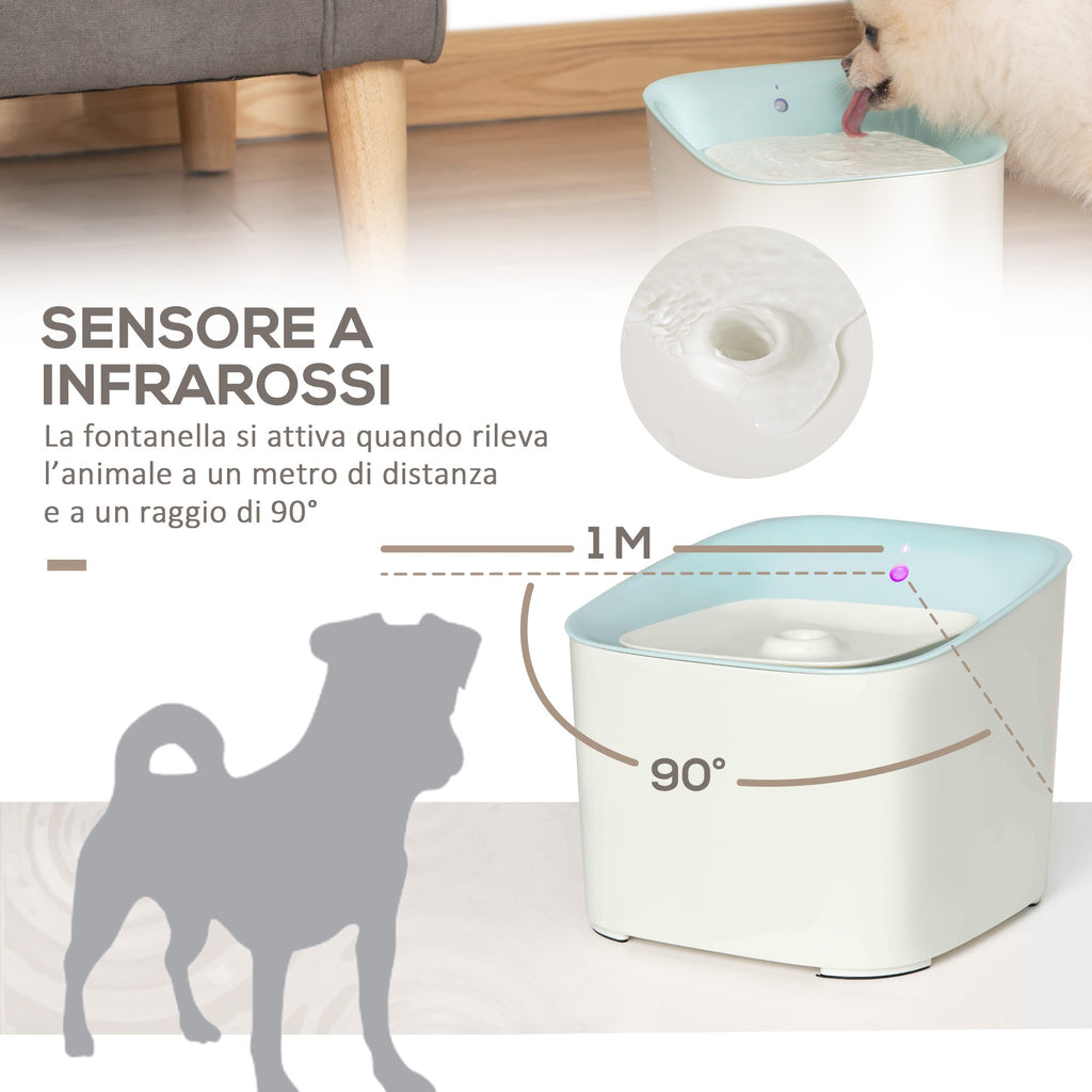 3L Cat and Dog Water Fountain with Carbon Filter, LED Light and Motion Sensor, White - Borge' Group Limited