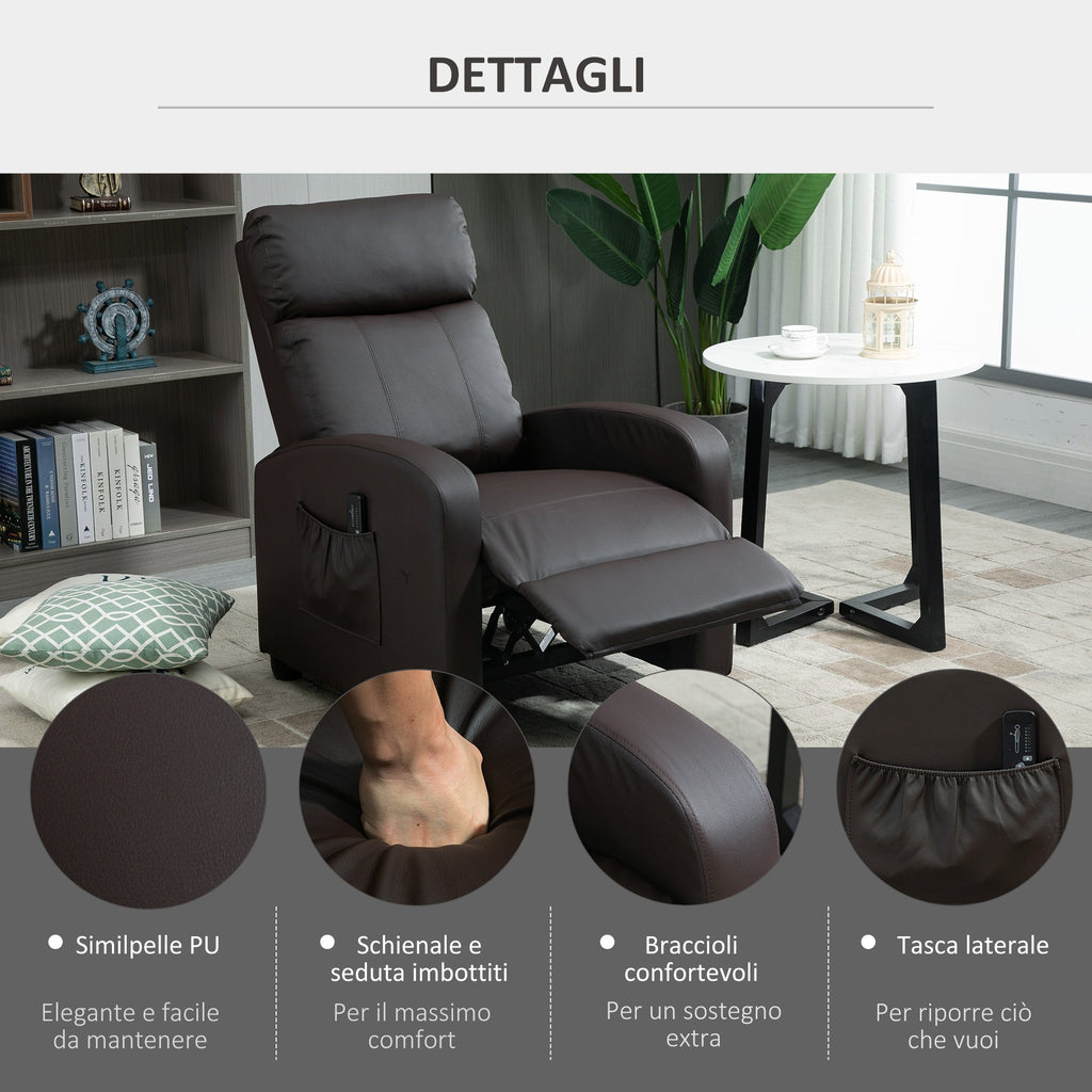 Campaign Relax Massive with 8 modes and 5 intensity, reclining armchair with footrests and remote control - brown - Borgè