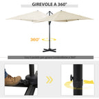 2.5x2.5m Cream Garden Umbrella with 5-Level Adjustable Angle and 360° - Borge' Group Limited