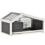 Wooden Rabbit Hutch with House and Open Area for 1 Rabbit, 90x53x50cm, Dark Grey - Borge' Group Limited