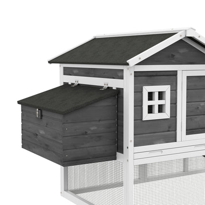 Pawhut cage for chickens or ducks, prefabricated wooden chicken coop with waterproof roof, 178x95x100 cm, grey - Borgè