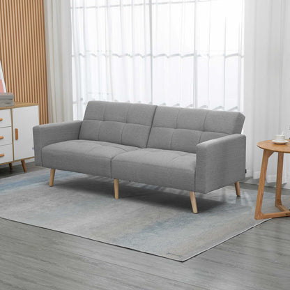 Grey Double Sofa Bed Breathable Linen and adjustable backrest | 205x95x80 cm - Borgè