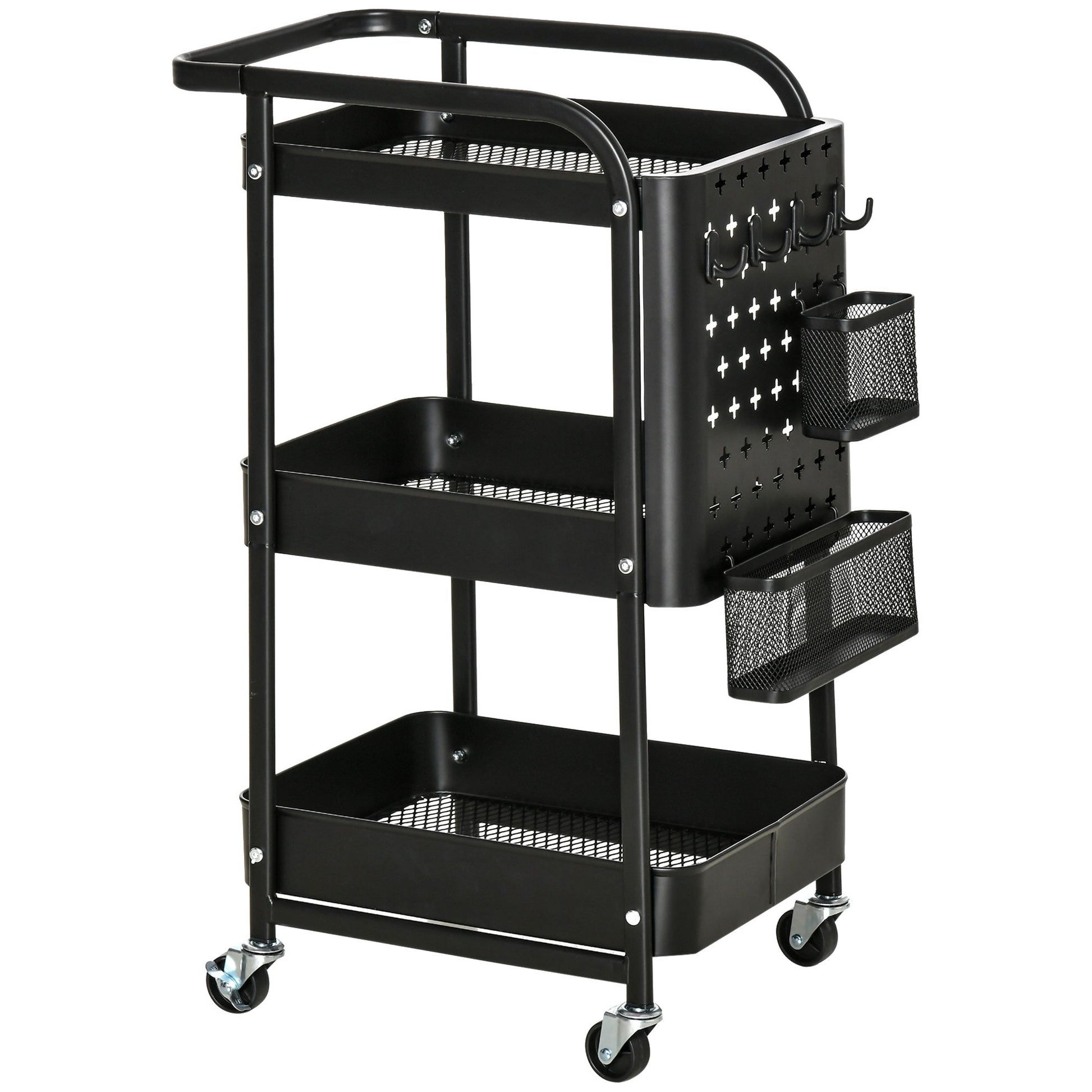 SPARKLE | Multipurpose Trolley with 3 shelves and wheels | 51.5x32x75.6 cm - Borgè