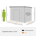 Steel Tool Shed, Garden Shed with 2 Sliding Doors, 261x133x182cm - Borge' Group Limited